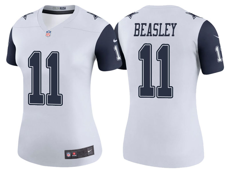 Women Dallas Cowboys #11 Cole Beasley White Color Rush Legend Jersey