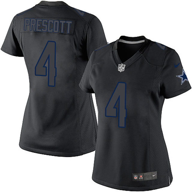 Women Dallas Cowboys #4 Dak Prescott Black Impact Limited Jersey Women Dallas Cowboys #4 Dak Prescott Black Impact Limited Jersey