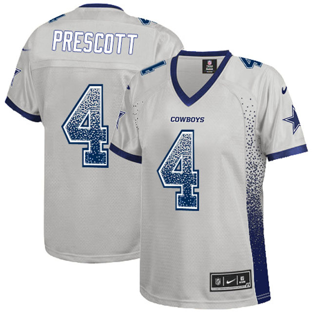 Women Dallas Cowboys #4 Dak Prescott Gray Drift Fashion Jersey Women Dallas Cowboys #4 Dak Prescott Gray Drift Fashion Jersey