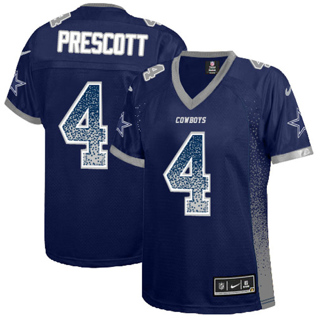 Women Dallas Cowboys #4 Dak Prescott Navy Drift Fashion Jersey Women Dallas Cowboys #4 Dak Prescott Navy Drift Fashion Jersey