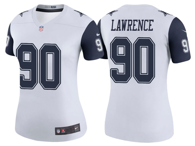 Women Dallas Cowboys #90 Demarcus Lawrence White Color Rush Legend Jersey