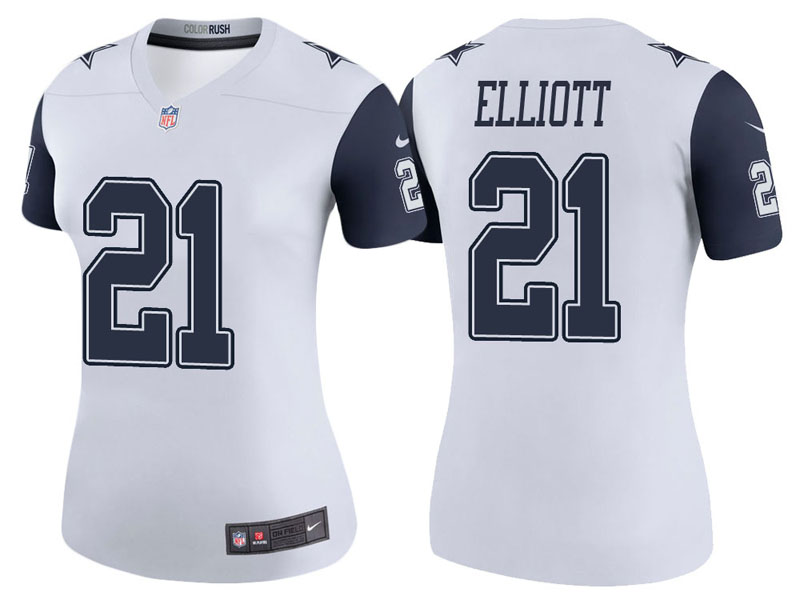 Women Dallas Cowboys #21 Ezekiel Elliott White Color Rush Legend Jersey Women Dallas Cowboys #21 Ezekiel Elliott White Color Rush Legend Jersey
