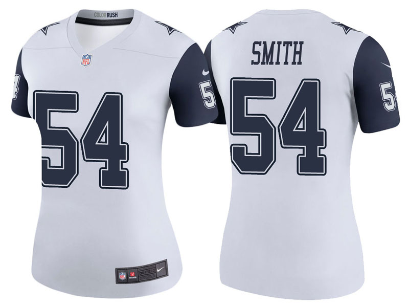 Women Dallas Cowboys #54 Jaylon Smith White Color Rush Legend Jersey