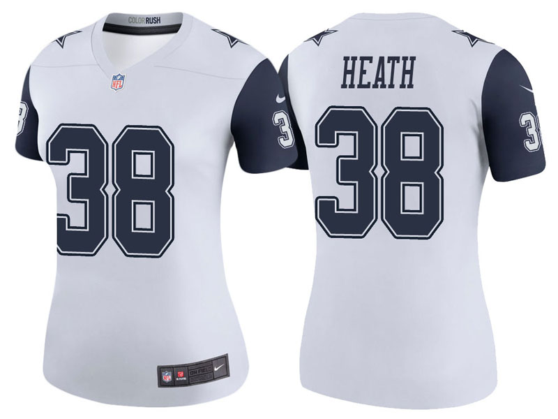 Women Dallas Cowboys #38 Jeff Heath White Color Rush Legend Jersey