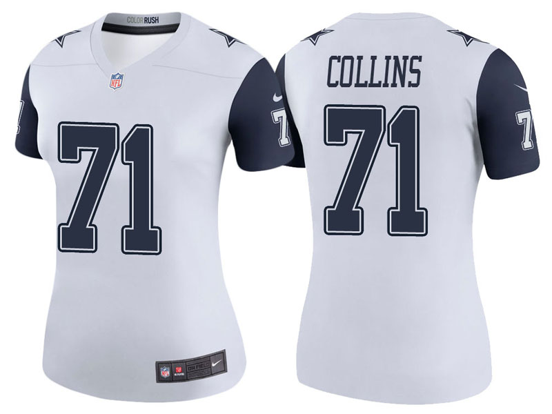 Women Dallas Cowboys #71 La'el Collins White Color Rush Legend Jersey