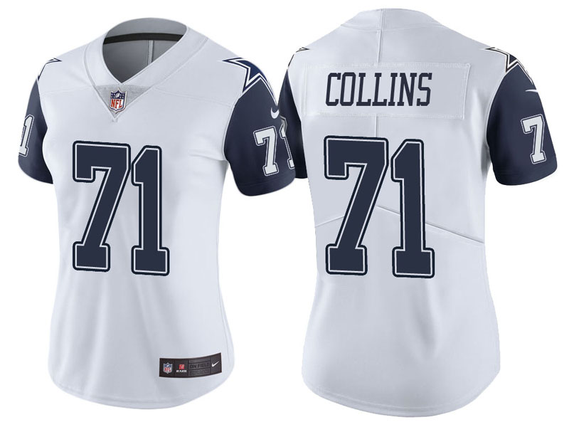 Women Dallas Cowboys #71 La'el Collins White Vapor Untouchable Color Rush Limited Jersey
