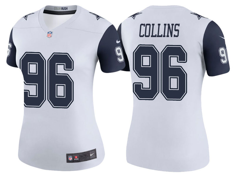Women Dallas Cowboys #96 Maliek Collins White Color Rush Legend Jersey Women Dallas Cowboys #96 Maliek Collins White Color Rush Legend Jersey