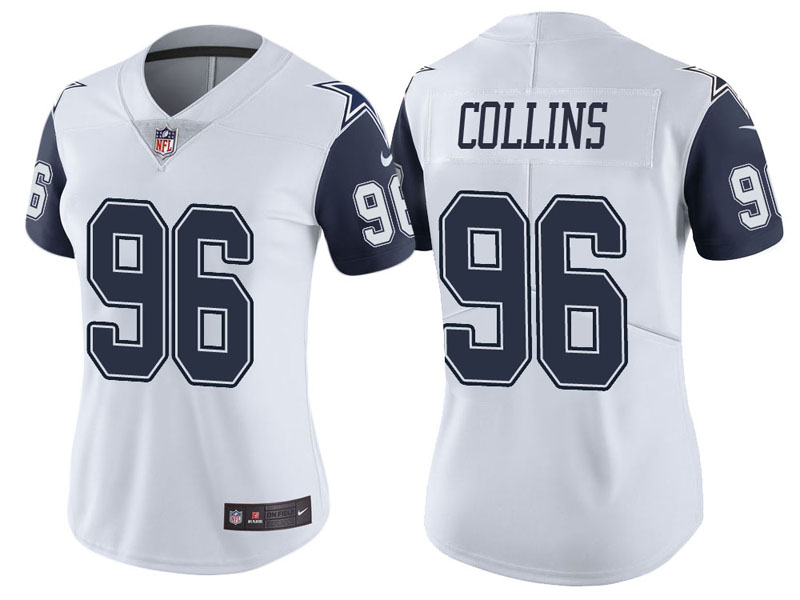 Women Dallas Cowboys #96 Maliek Collins White Vapor Untouchable Color Rush Limited Jersey Women Dallas Cowboys #96 Maliek Collins White Vapor Untouchable Color Rush Limited Jersey