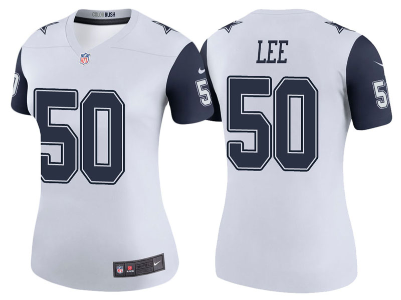 Women Dallas Cowboys #50 Sean Lee White Color Rush Legend Jersey