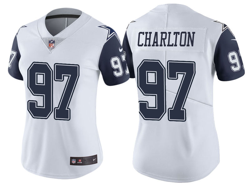 Women Dallas Cowboys #97 Taco Charlton White Vapor Untouchable Color Rush Limited Jersey