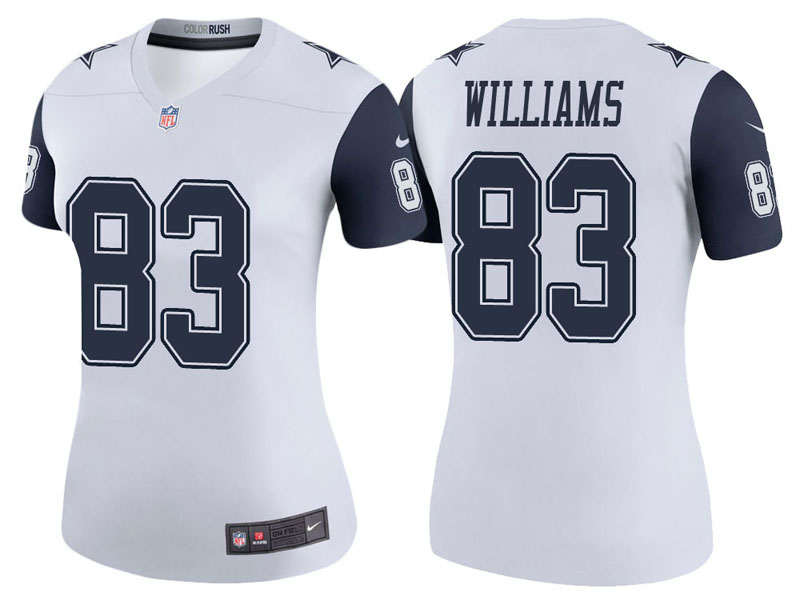 Women Dallas Cowboys #83 Terrance Williams White Color Rush Legend Jersey