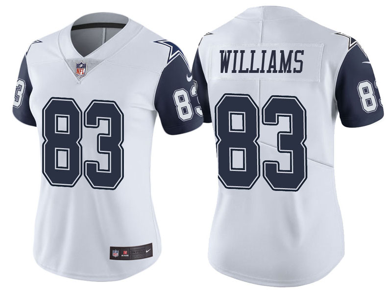 Women Dallas Cowboys #83 Terrance Williams White Vapor Untouchable Color Rush Limited Jersey