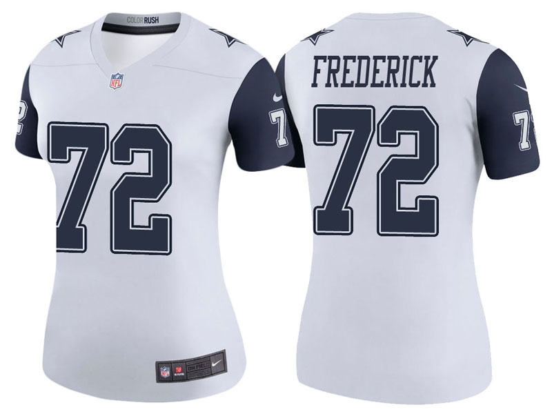Women Dallas Cowboys #72 Travis Frederick White Color Rush Legend Jersey