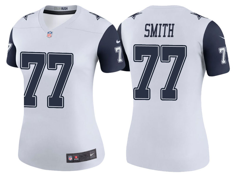 Women Dallas Cowboys #77 Tyron Smith White Color Rush Legend Jersey
