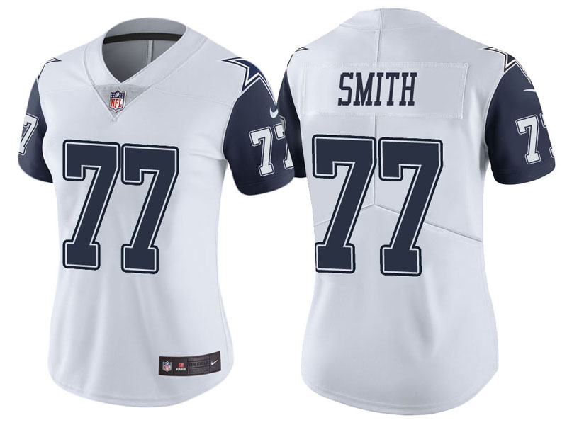 Women Dallas Cowboys #77 Tyron Smith White Vapor Untouchable Color Rush Limited Jersey