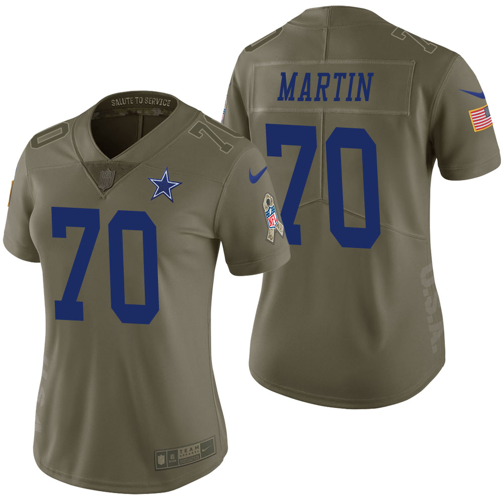 Women Dallas Cowboys #70 Zack Martin Olive 2017 Salute to Service Limited Jersey