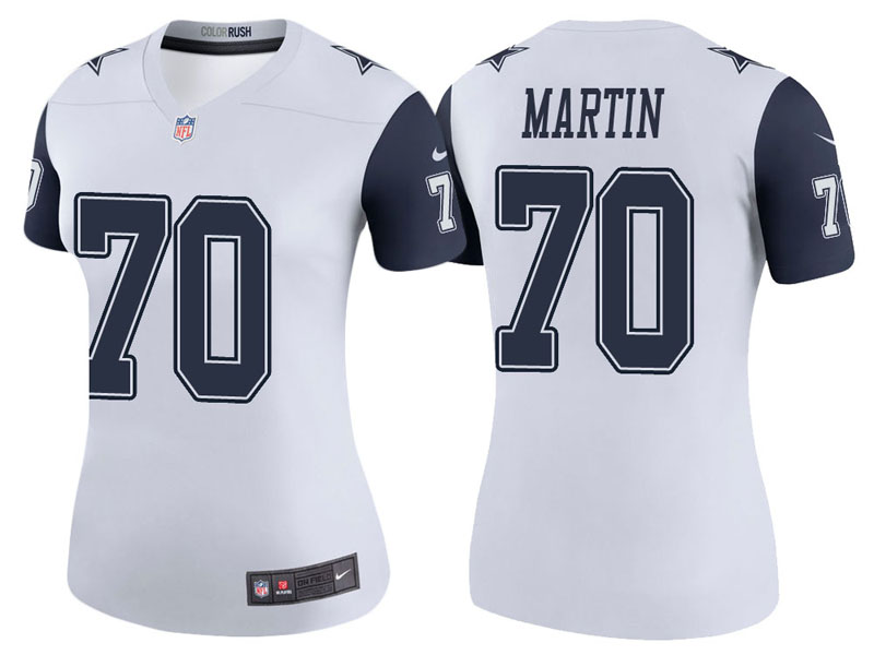 Women Dallas Cowboys #70 Zack Martin White Color Rush Legend Jersey
