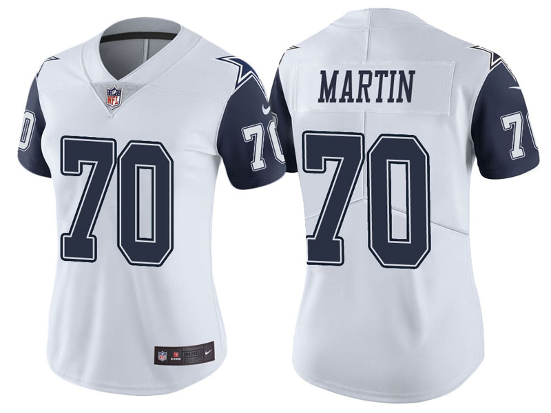 Women Dallas Cowboys #70 Zack Martin White Vapor Untouchable Color Rush Limited Jersey
