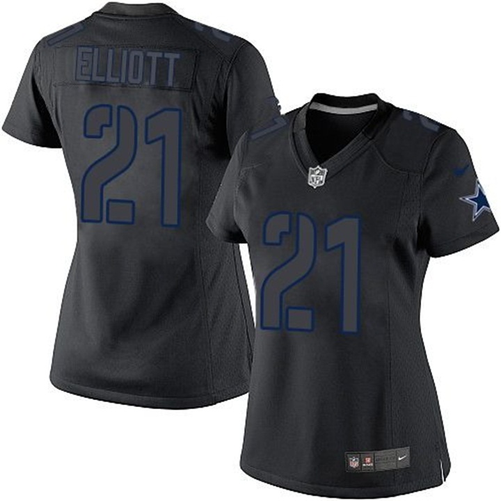 Women Dallas Cowboys #21 Ezekiel Elliott Black Impact Limited Jersey