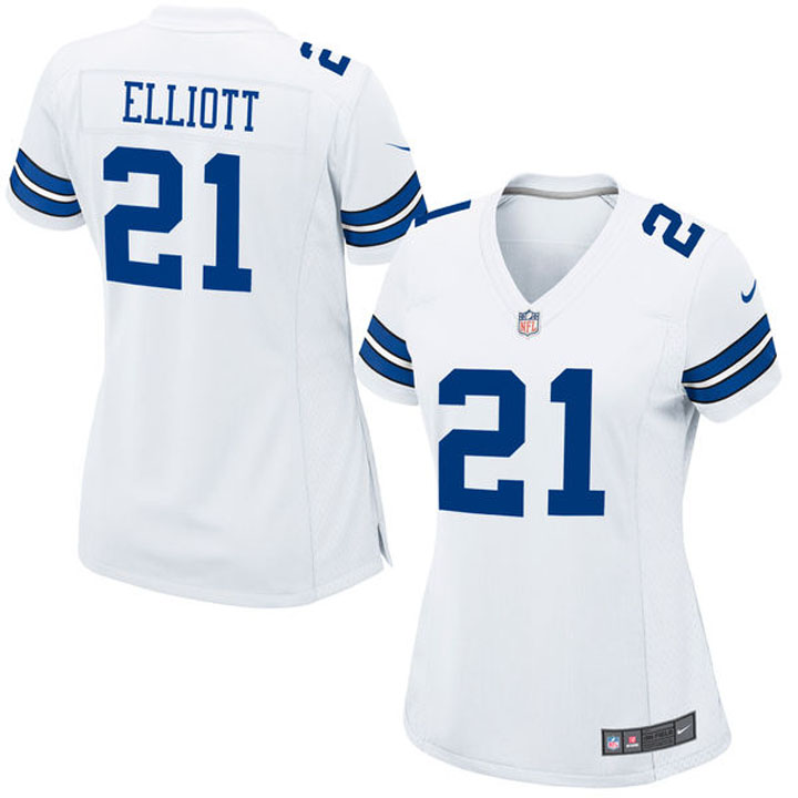 Women Dallas Cowboys #21 Ezekiel Elliott White Game Jersey Women Dallas Cowboys #21 Ezekiel Elliott White Game Jersey