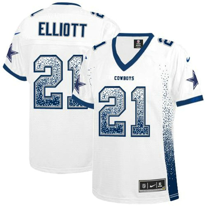 Women Dallas Cowboys #21 Ezekiel Elliott White Drift Fashion Jersey Women Dallas Cowboys #21 Ezekiel Elliott White Drift Fashion Jersey