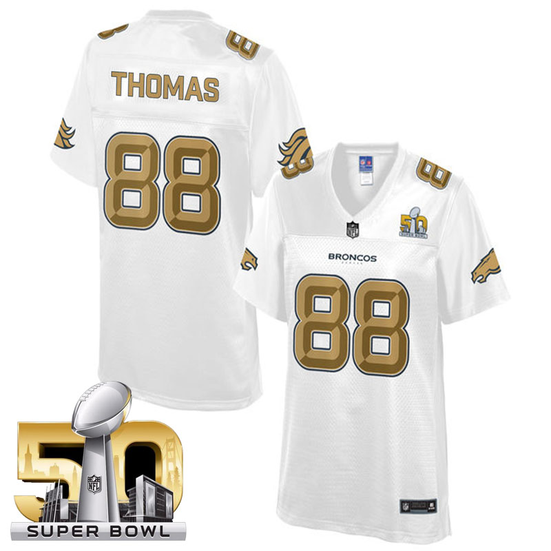 Women Denver Broncos #88 Demaryius Thomas White 2016 Super Bowl 50 Pro Line Fashion Jersey