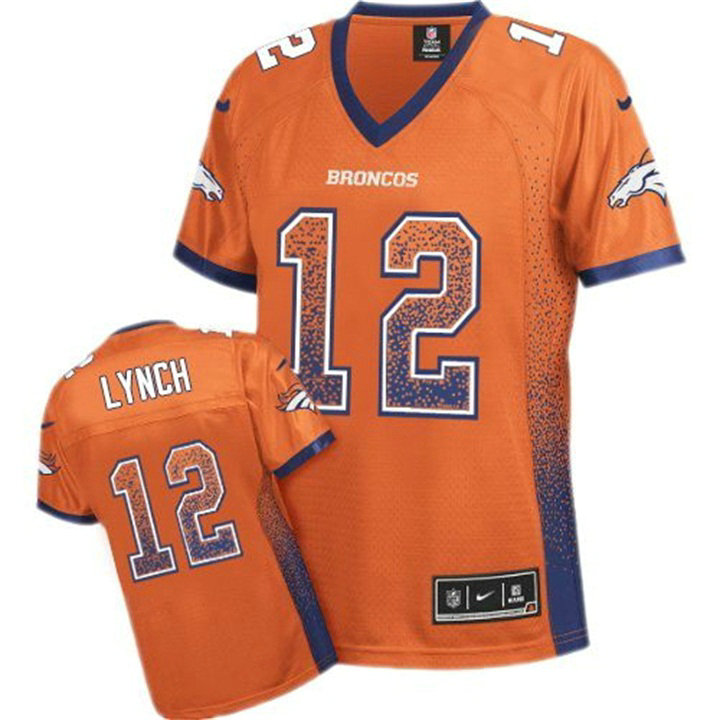 Women Denver Broncos #12 Paxton Lynch Orange Drift Fashion Jersey