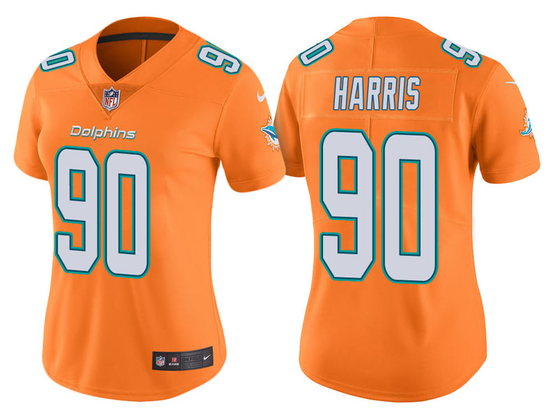Women Miami Dolphins #90 Charles Harris Orange Vapor Untouchable Color Rush Limited Jersey Women Miami Dolphins #90 Charles Harris Orange Vapor Untouchable Color Rush Limited Jersey