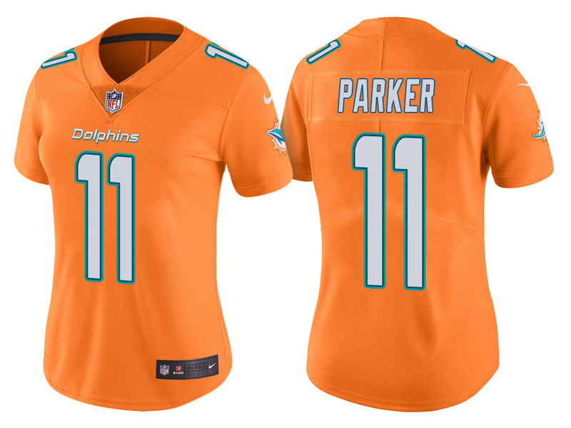 Women Miami Dolphins #11 DeVante Parker Orange Vapor Untouchable Color Rush Limited Jersey