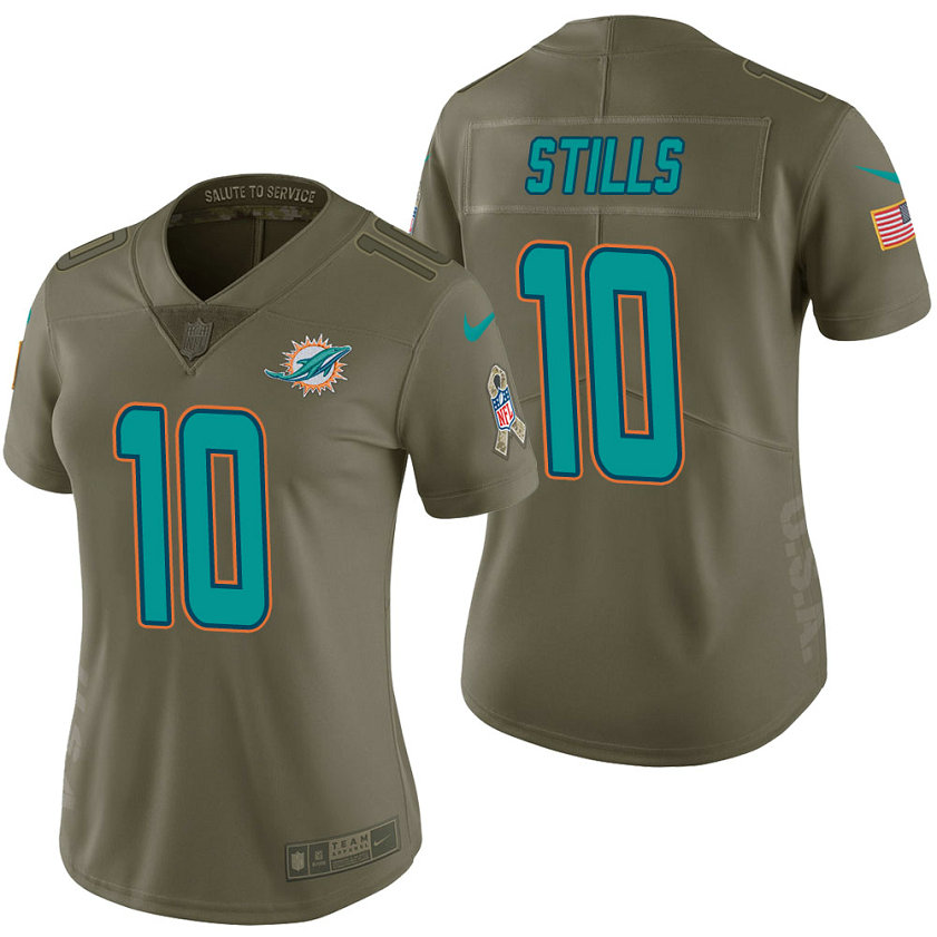 Women Miami Dolphins #10 Kenny Stills Olive 2017 Salute to Service Limited Jersey Women Miami Dolphins #10 Kenny Stills Olive 2017 Salute to Service Limited Jersey