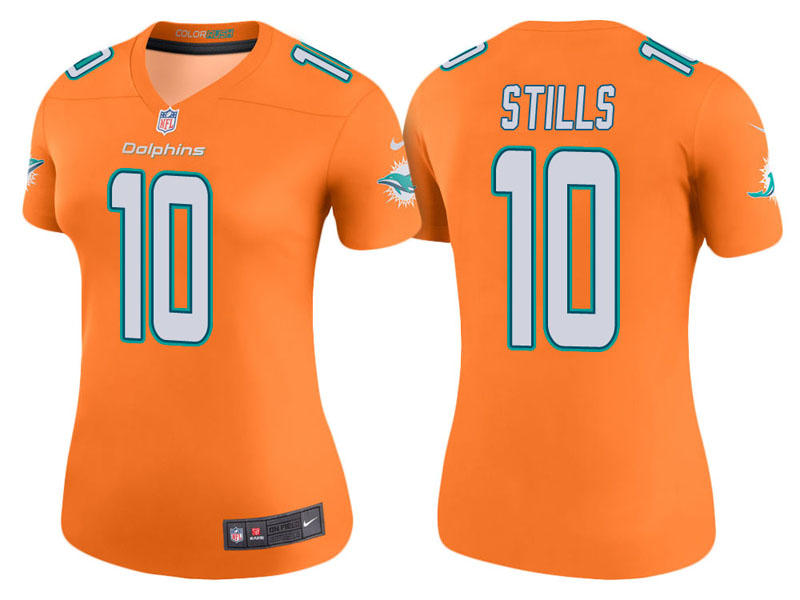 Women Miami Dolphins #10 Kenny Stills Orange Color Rush Legend Jersey Women Miami Dolphins #10 Kenny Stills Orange Color Rush Legend Jersey