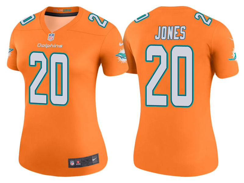 Women Miami Dolphins #20 Reshad Jones Orange Color Rush Legend Jersey Women Miami Dolphins #20 Reshad Jones Orange Color Rush Legend Jersey