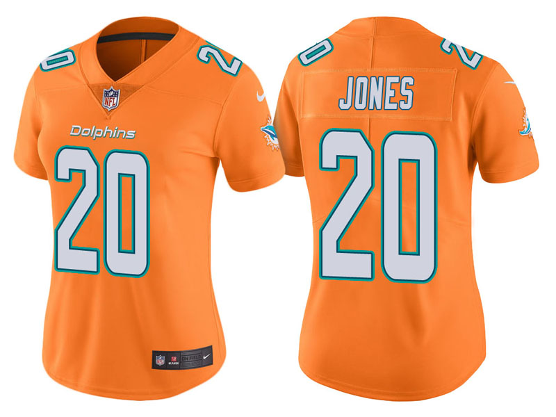 Women Miami Dolphins #20 Reshad Jones Orange Vapor Untouchable Color Rush Limited Jersey Women Miami Dolphins #20 Reshad Jones Orange Vapor Untouchable Color Rush Limited Jersey