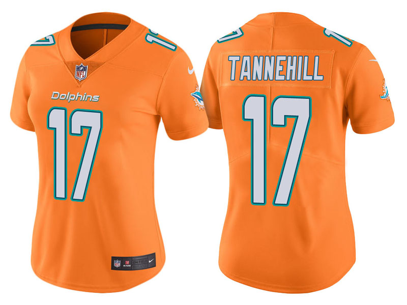 Women Miami Dolphins #17 Ryan Tannehill Orange Vapor Untouchable Color Rush Limited Jersey