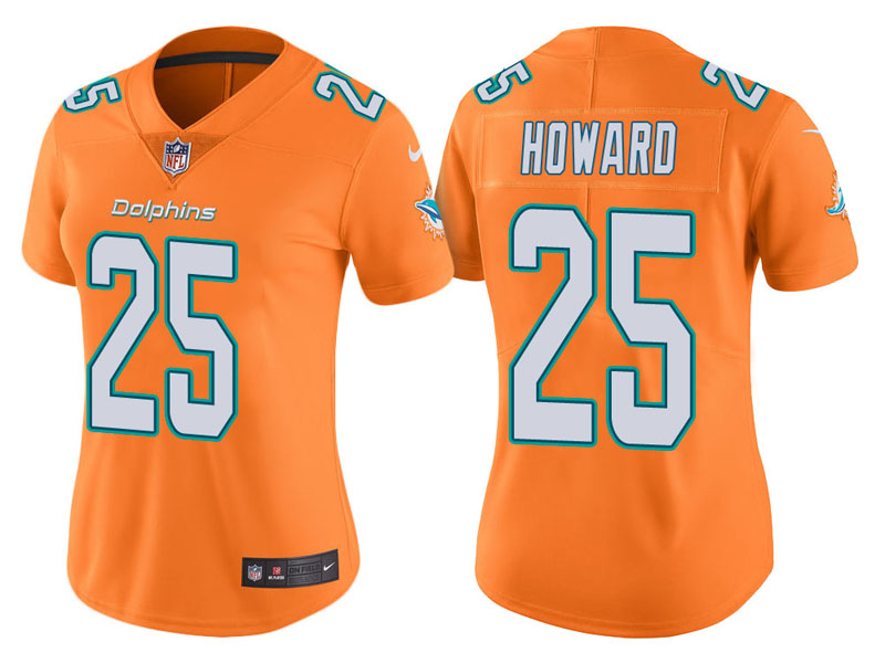 Women Miami Dolphins #25 Xavien Howard Orange Vapor Untouchable Color Rush Limited Jersey Women Miami Dolphins #25 Xavien Howard Orange Vapor Untouchable Color Rush Limited Jersey
