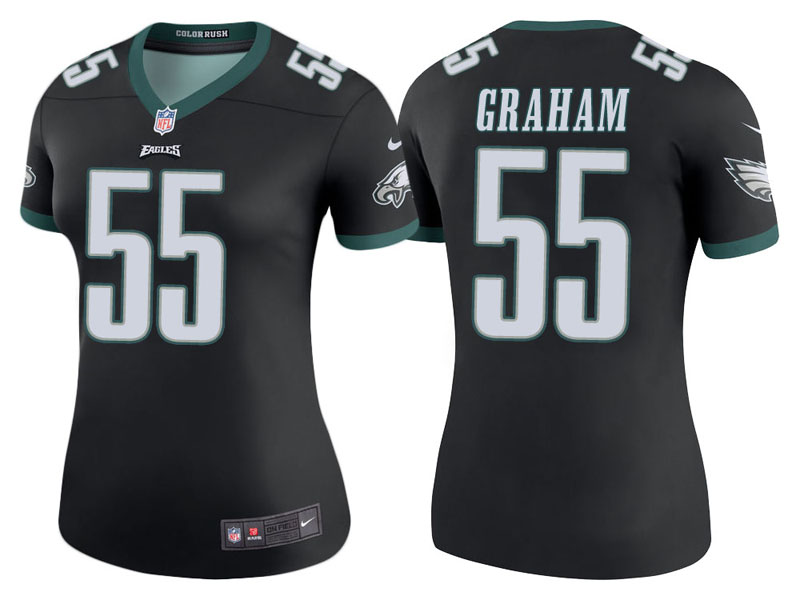 Women Philadelphia Eagles #55 Brandon Graham Black Color Rush Legend Jersey Women Philadelphia Eagles #55 Brandon Graham Black Color Rush Legend Jersey
