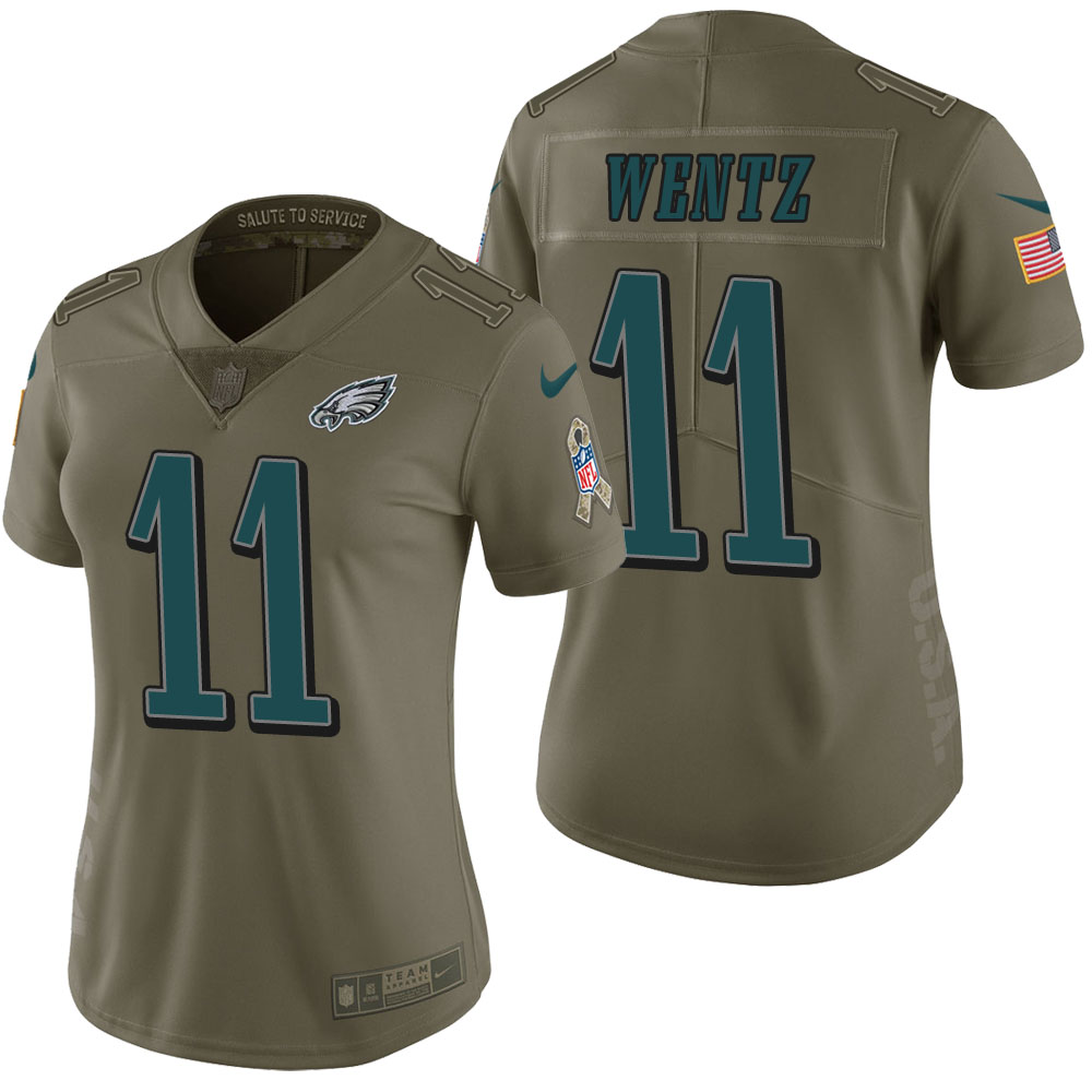 Women Philadelphia Eagles Carson Wentz Olive 2017 Salute to Service Limited Jersey Women Philadelphia Eagles Carson Wentz Olive 2017 Salute to Service Limited Jersey