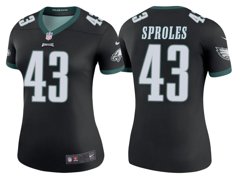 Women Philadelphia Eagles #43 Darren Sproles Black Color Rush Legend Jersey