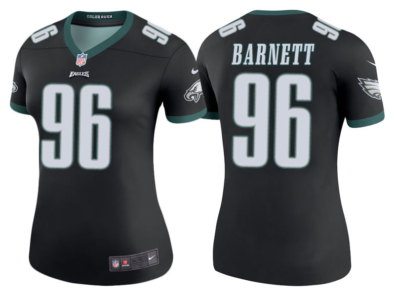 Women Philadelphia Eagles #96 Derek Barnett Black Color Rush Legend Jersey