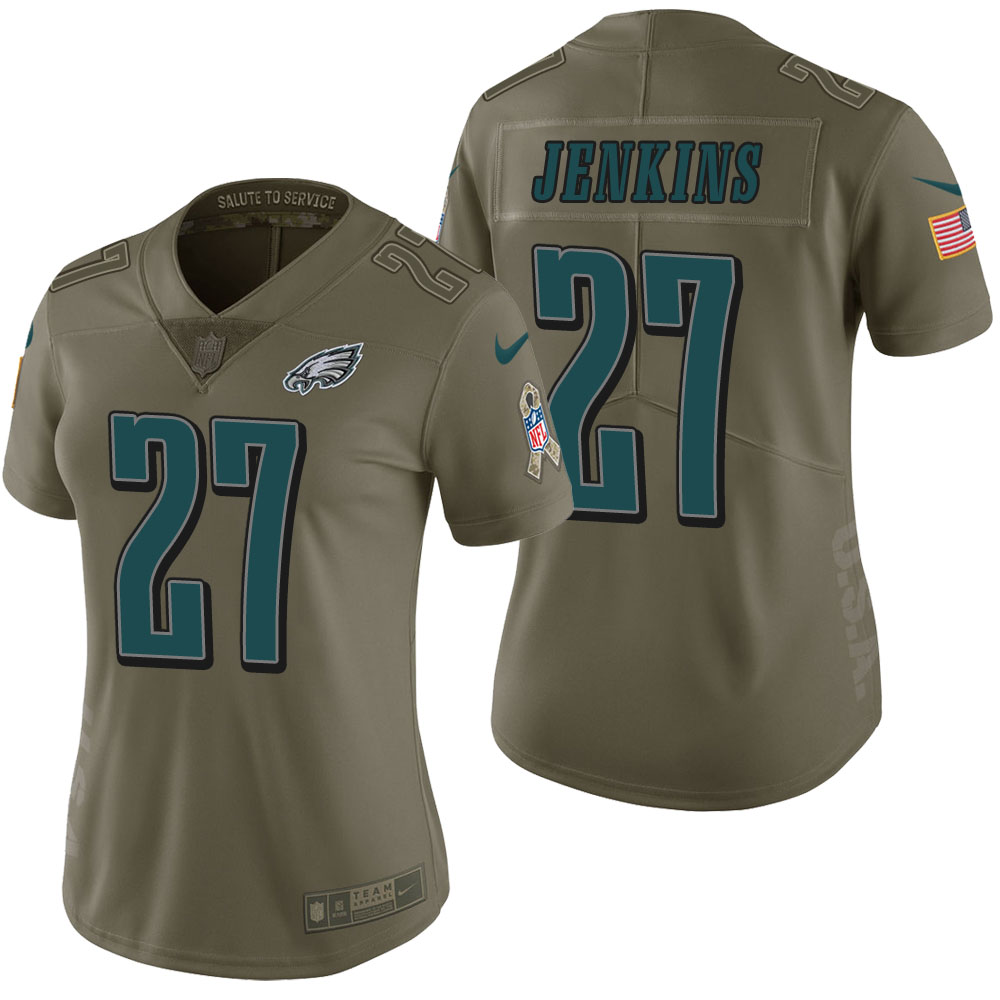 Women Philadelphia Eagles Malcolm Jenkins Olive 2017 Salute to Service Limited Jersey