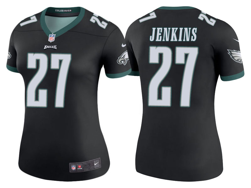 Women Philadelphia Eagles #27 Malcolm Jenkins Black Color Rush Legend Jersey
