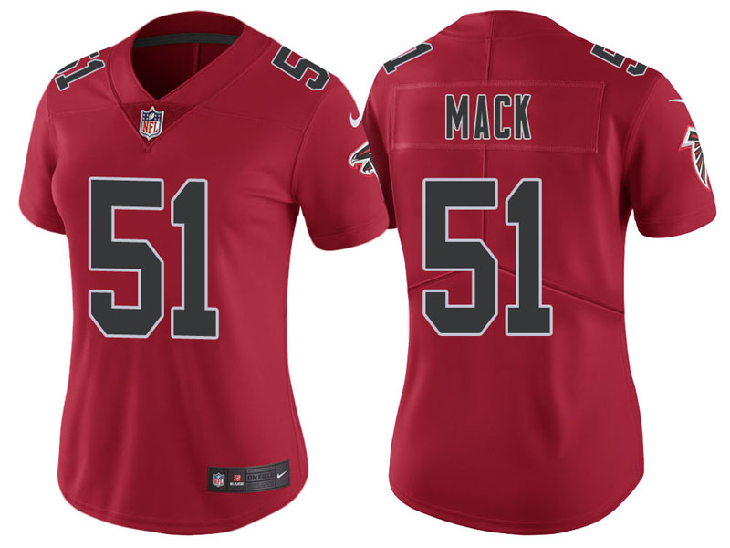 Women Atlanta Falcons #51 Alex Mack Red Vapor Untouchable Color Rush Limited Jersey