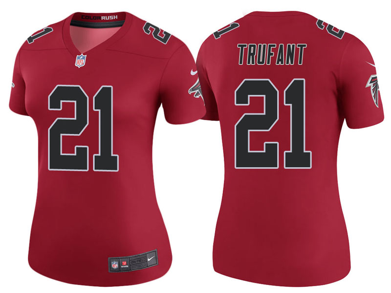 Women Atlanta Falcons #21 Desmond Trufant Red Color Rush Legend Jersey Women Atlanta Falcons #21 Desmond Trufant Red Color Rush Legend Jersey
