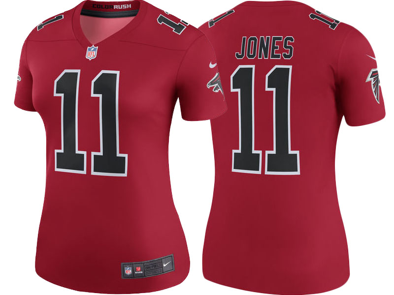 Women Atlanta Falcons #11 Julio Jones Red Color Rush Legend Jersey