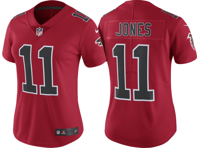 Women Atlanta Falcons #11 Julio Jones Red Vapor Untouchable Color Rush Limited Player Jersey