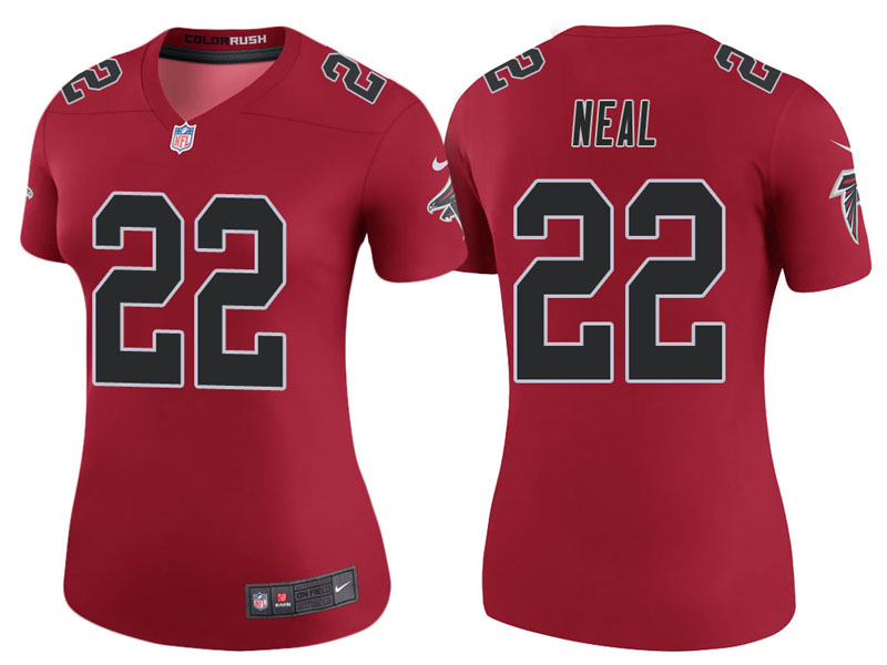 Women Atlanta Falcons #22 Keanu Neal Red Color Rush Legend Jersey
