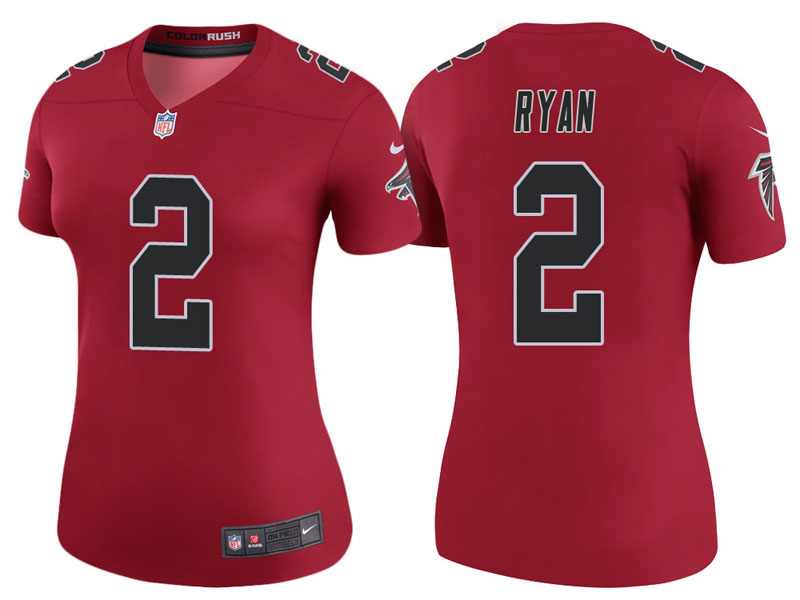 Women Atlanta Falcons #2 Matt Ryan Red Color Rush Legend Jersey Women Atlanta Falcons #2 Matt Ryan Red Color Rush Legend Jersey