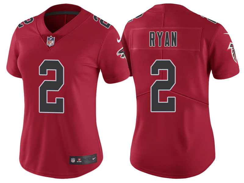 Women Atlanta Falcons #2 Matt Ryan Red Vapor Untouchable Color Rush Limited Jersey