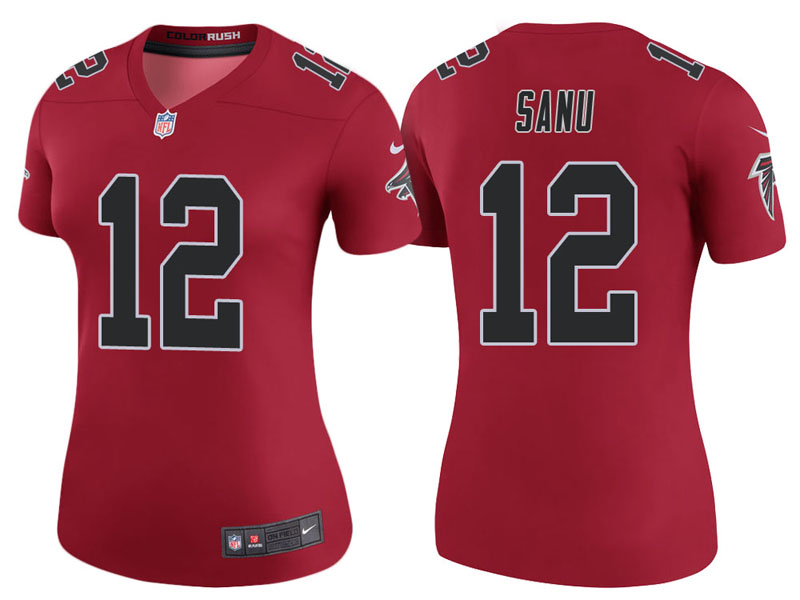Women Atlanta Falcons #12 Mohamed Sanu Red Color Rush Legend Jersey Women Atlanta Falcons #12 Mohamed Sanu Red Color Rush Legend Jersey