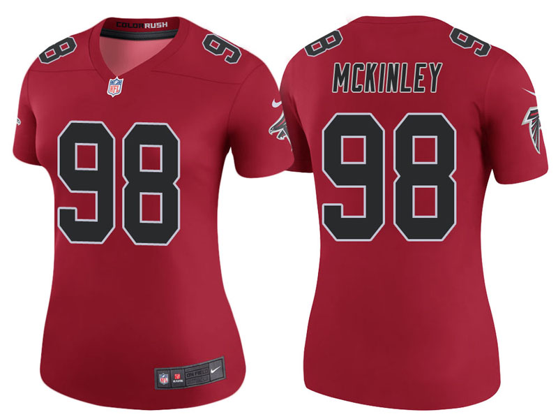 Women Atlanta Falcons #98 Takkarist McKinley Red Color Rush Legend Jersey
